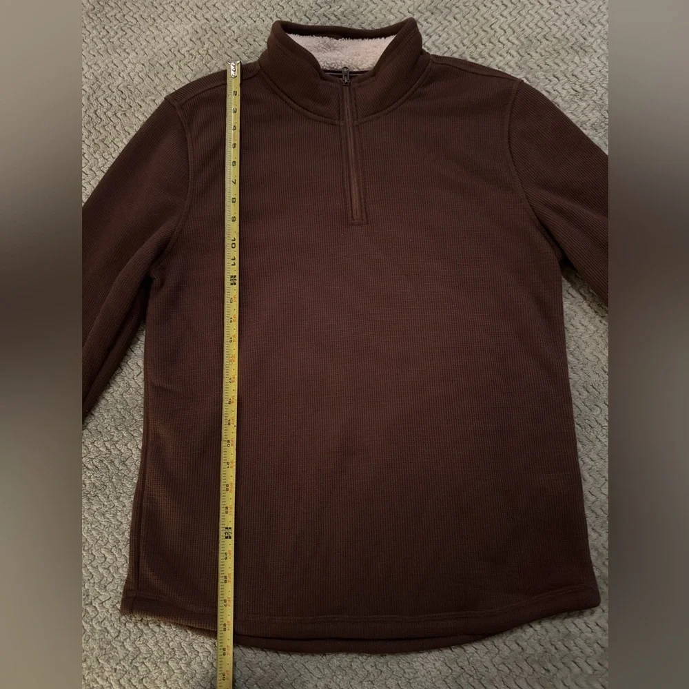 Men's Brown Zip-Up Sweater With Sherpa Lining - Picture 5 of 6